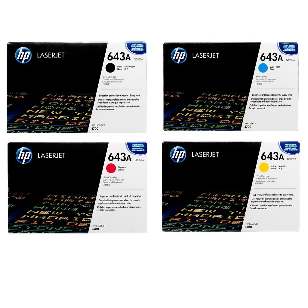 Original Cartridge - HP 643A (Q5950A/ Q5951A/ Q5952A/ Q5953A)  4 Pack