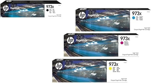 Original PageWide Cartridge - HP - 973X (Black/ Cyan/ Yellow/ Magenta) 4 Pack 